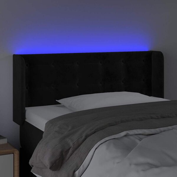 Čelo postele s LED černé 83 x 16 x 78/88 cm samet 3123702