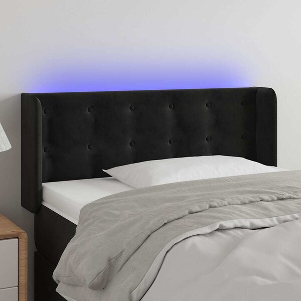 Čelo postele s LED černé 83 x 16 x 78/88 cm samet 3123702