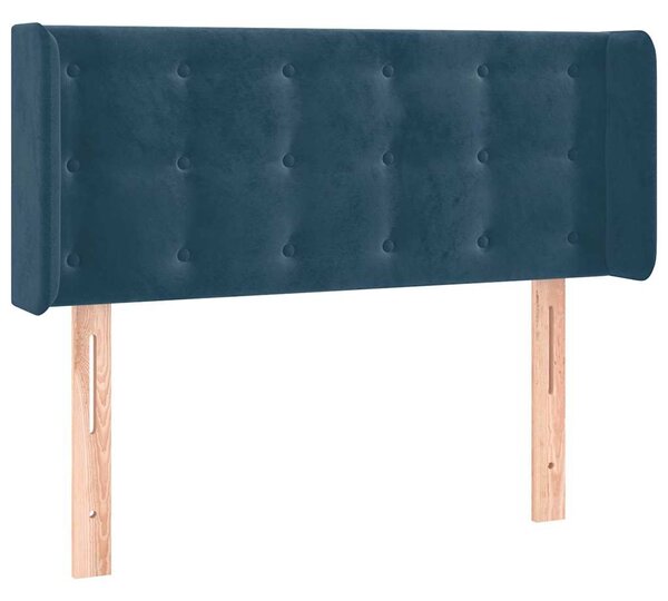 Čelo postele s LED tmavě modré 83 x 16 x 78/88 cm samet 3123704