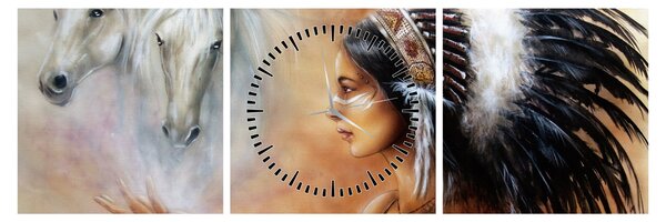 Obraz - Kouzla indiánů (s hodinami) (90x30 cm)