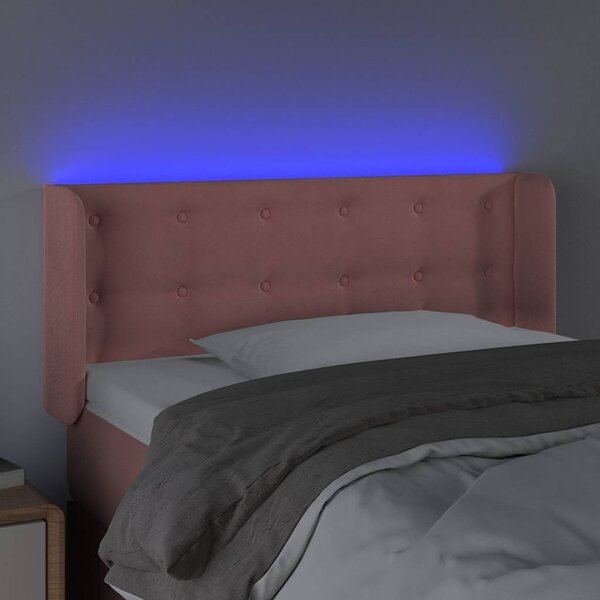 Čelo postele s LED růžové 83 x 16 x 78/88 cm samet 3123705