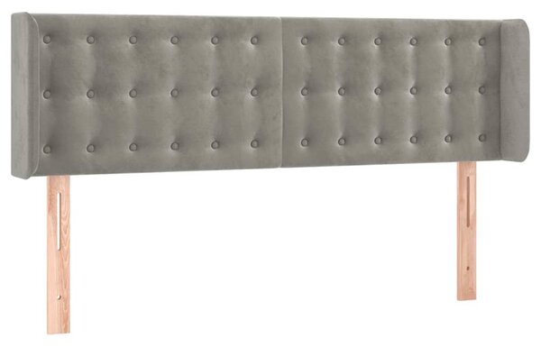 Čelo postele s LED světle šedé 147 x 16 x 78/88 cm samet 3123718
