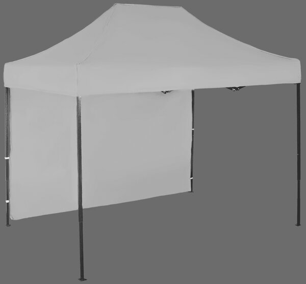Nůžkový stan 3x2m ocelový, 1 boční plachta, Šedá / antracitová