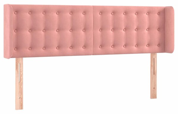 Čelo postele s LED růžové 147 x 16 x 78/88 cm samet 3123723