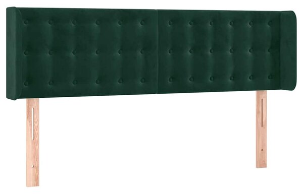 Čelo postele s LED tmavě zelené 147 x 16 x 78/88 cm samet 3123721