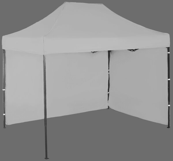 Nůžkový stan 3x2m ocelový, 2 boční plachty, Šedá / antracitová
