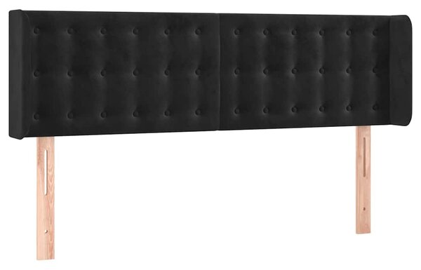 Čelo postele s LED černé 147 x 16 x 78/88 cm samet 3123720