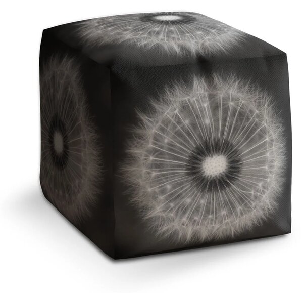 Sablio Taburet Cube Černobílá pampeliška - 40x40x40 cm