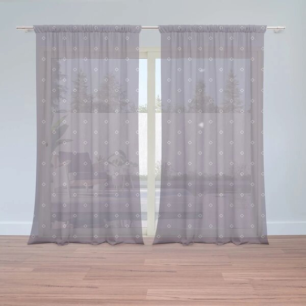 Sablio Záclony Bílé čtverce: 2ks 150x250cm