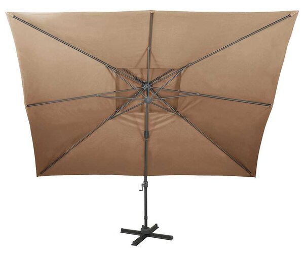 Boční zahradní slunečník s dvojitou stříškou taupe 400 x 300 cm 312375