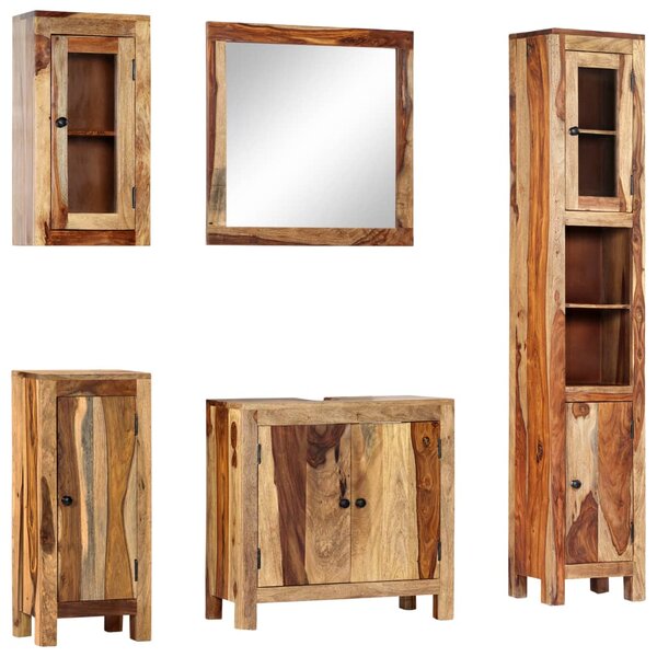 5dílný set koupelnového nábytku masivní sheeshamové dřevo