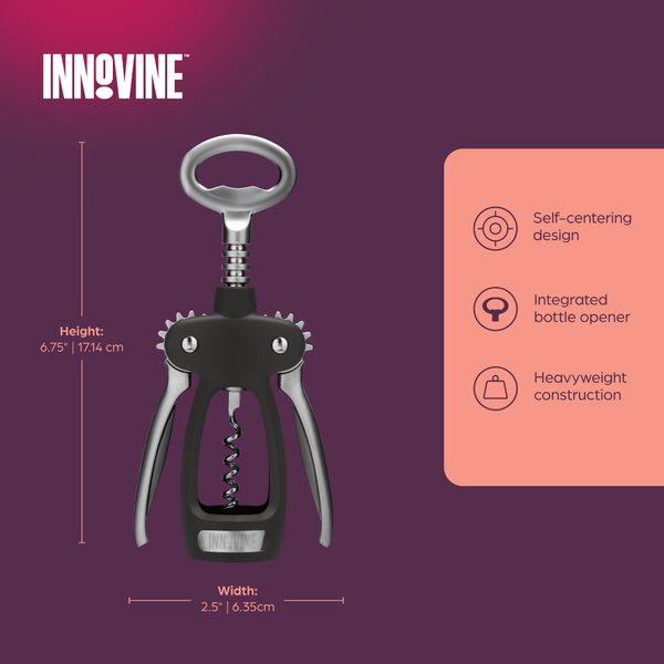 Innovine Křídlová vývrtka na víno Innovine, dvoupáková ramena, grafitová
