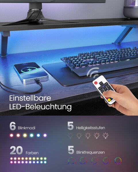 Rohový kancelářský stůl s LED osvětlením LWD095B01