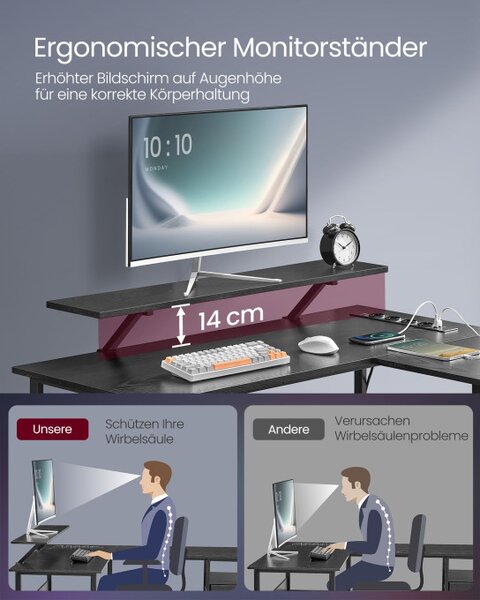 Rohový kancelářský stůl s LED osvětlením LWD095B01