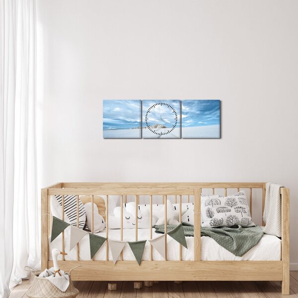 Obraz pole (s hodinami) (90x30 cm)