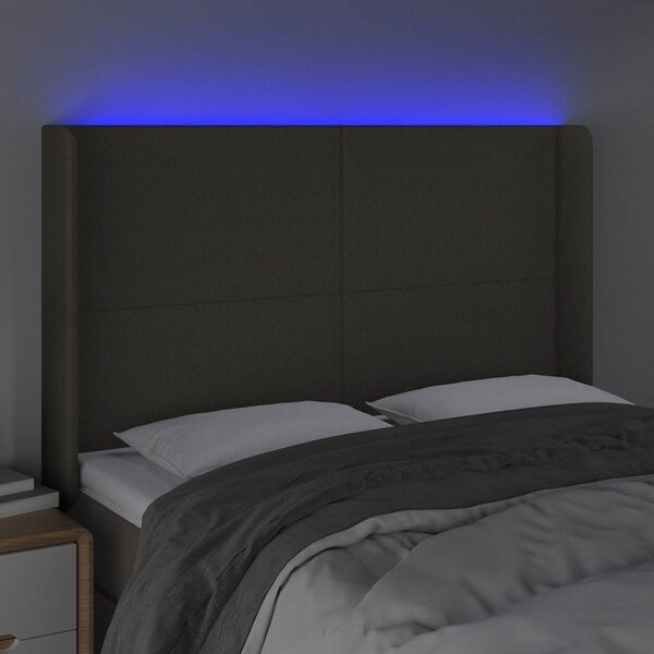 Čelo postele s LED taupe 147 x 16 x 118/128 cm textil 3123770