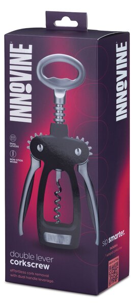 Innovine Křídlová vývrtka na víno Innovine, dvoupáková ramena, grafitová