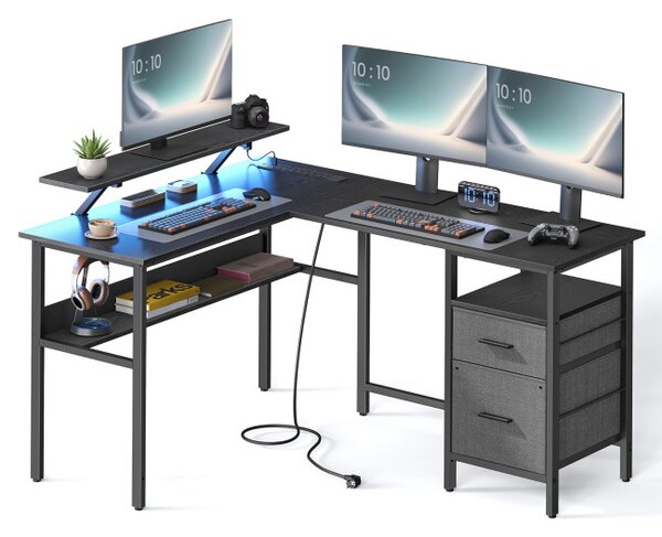 Rohový kancelářský stůl s LED osvětlením LWD095B01