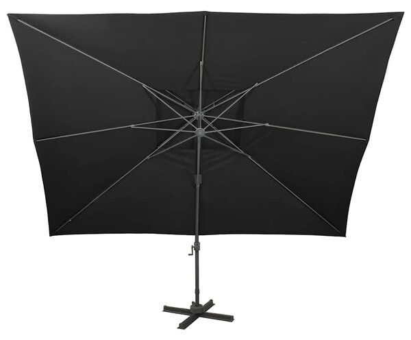 Konzolový zahradní slunečník s dvojitou střechou černý 400 x 300 cm 312377