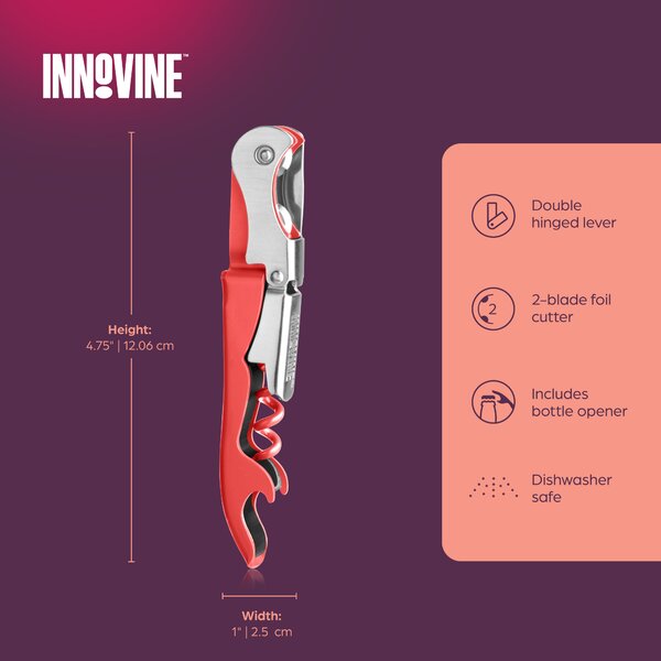Innovine Vývrtka s dvojitým pantem Innovine, červená