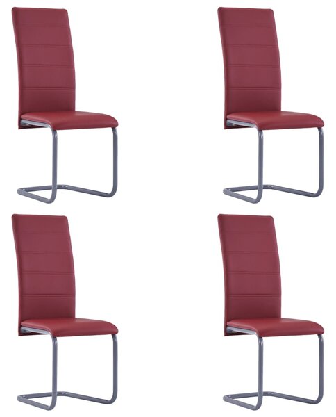Konzolové jídelní židle 4 ks červené umělá kůže
