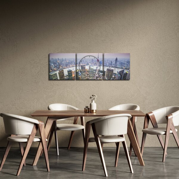 Obraz - Shanghai, Čína (s hodinami) (90x30 cm)