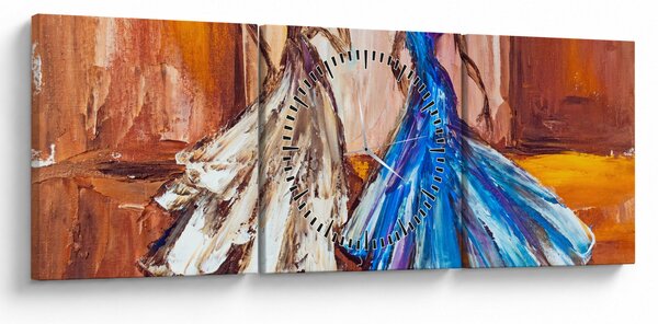 Obraz - Tanečnice, olejomalba (s hodinami) (90x30 cm)