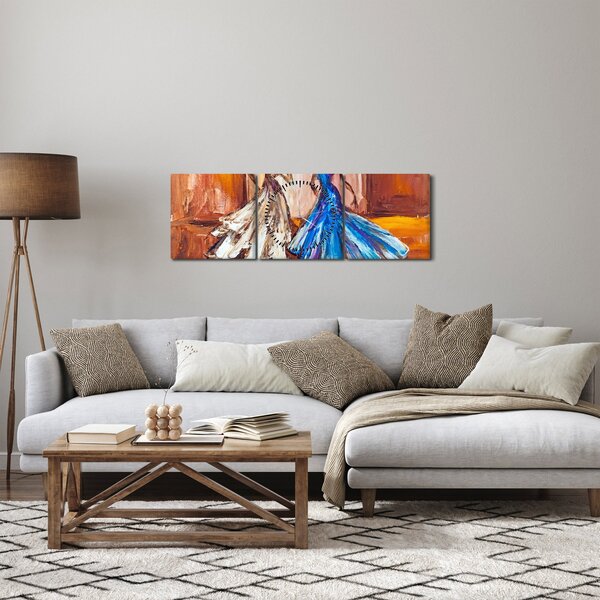 Obraz - Tanečnice, olejomalba (s hodinami) (90x30 cm)