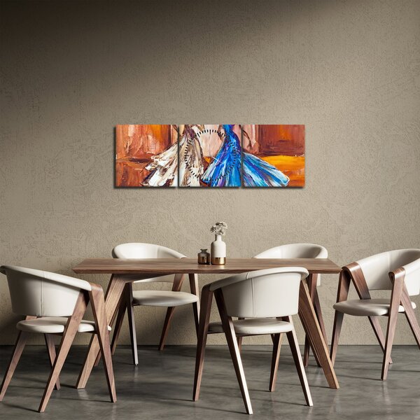 Obraz - Tanečnice, olejomalba (s hodinami) (90x30 cm)