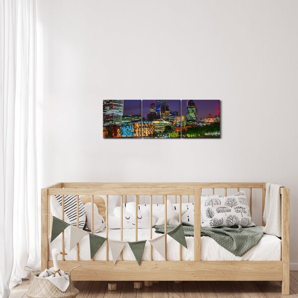 Obraz - Večerní Londýn (s hodinami) (90x30 cm)