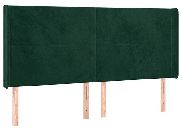 Čelo postele s LED tmavě zelené 163 x 16 x 118/128 cm samet 3123825