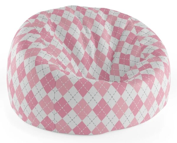 Sablio Sedací vak Cocoon Růžové a bílé kosočtverečky - 75 x 45 x 35 cm