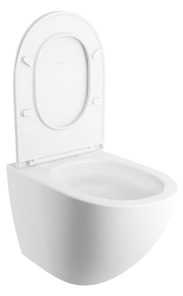 Omnires Ottawa wc mísa se sedátkem s pomalým sklápěním závěsná bez splachovacího kruhu s vírovým splachováním bílá mat OTTAWACSPMWBM