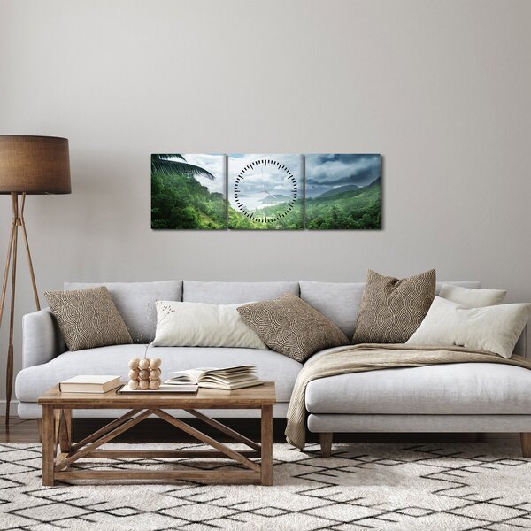 Obraz - Seychelská jungle (s hodinami) (90x30 cm)