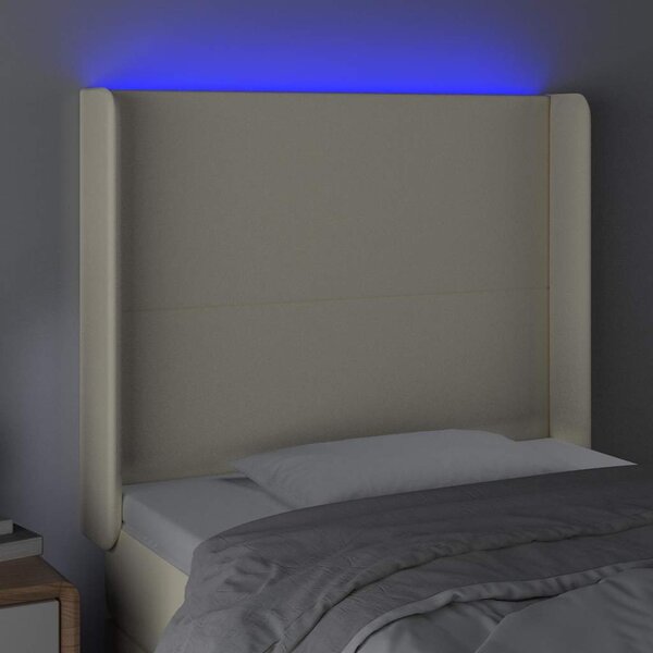 Čelo postele s LED krémové 83 x 16 x 118/128 cm umělá kůže 3123842