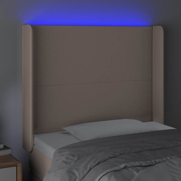 Čelo postele s LED cappuccino 93 x 16 x 118/128 cm umělá kůže 3123851
