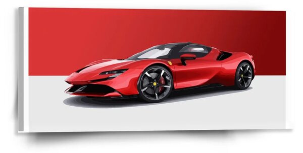 Sablio Obraz Ferrari na červenobílé - 110x50 cm