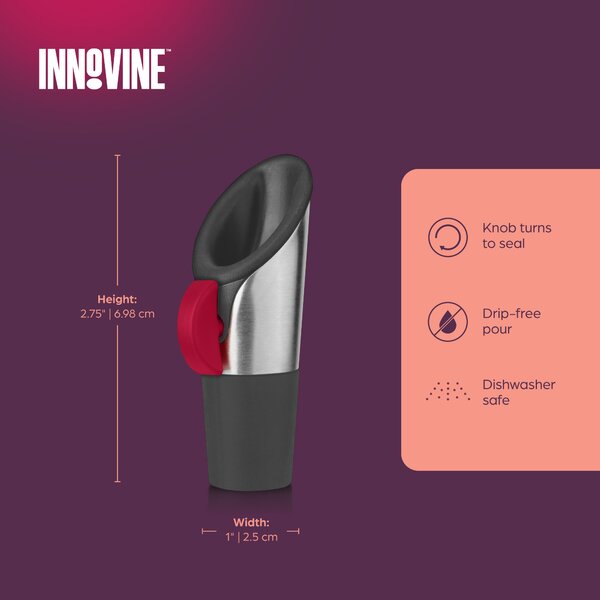 Innovine Nálevka a zátka na víno 2v1 Innovine, červená