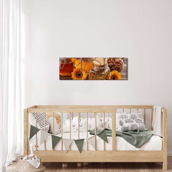 Obraz - Zátiší s medovými sklenicemi (s hodinami) (90x30 cm)