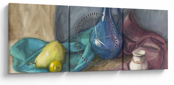 Obraz - Malované zátiší (s hodinami) (90x30 cm)