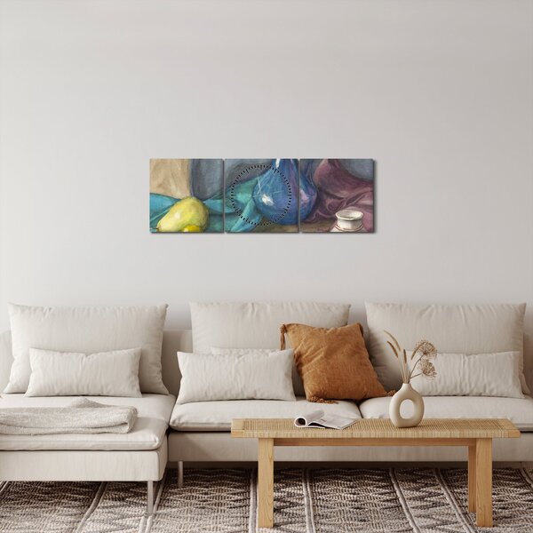 Obraz - Malované zátiší (s hodinami) (90x30 cm)