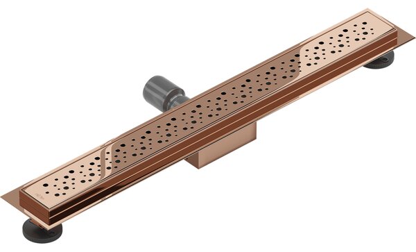 Mexen Flat, lineární podlahový žlab 60 cm, M12, růžové zlato, 1621060-15