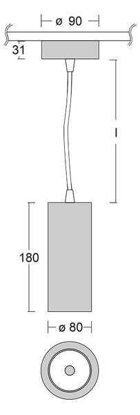Závěsné LED svítidlo POLI ø 8 cm, v. 18 cm