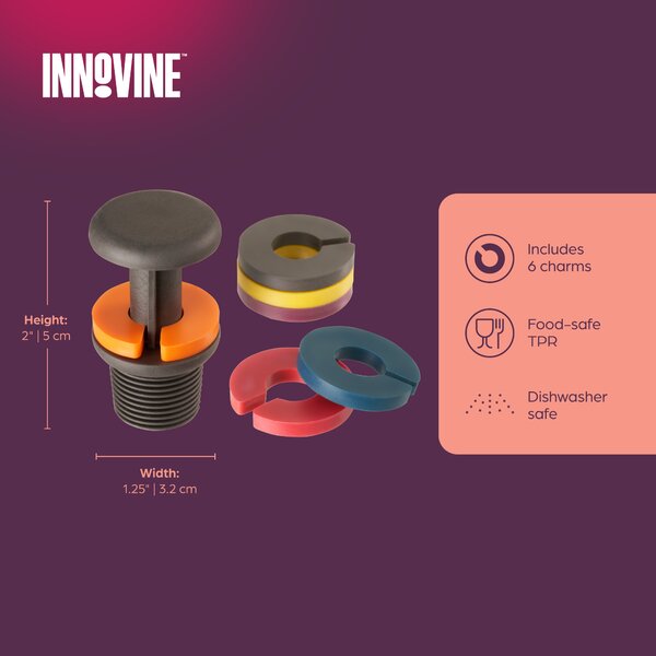 Zátka na víno s 6 rozlišovači na skleničky Innovine