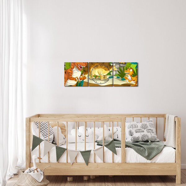 Obraz - Dinosaurie (s hodinami) (90x30 cm)