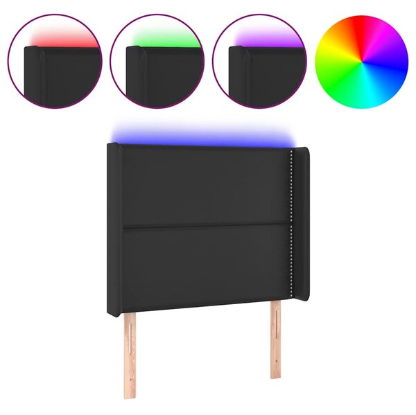 Čelo postele s LED černé 103 x 16 x 118/128 cm umělá kůže 3123992