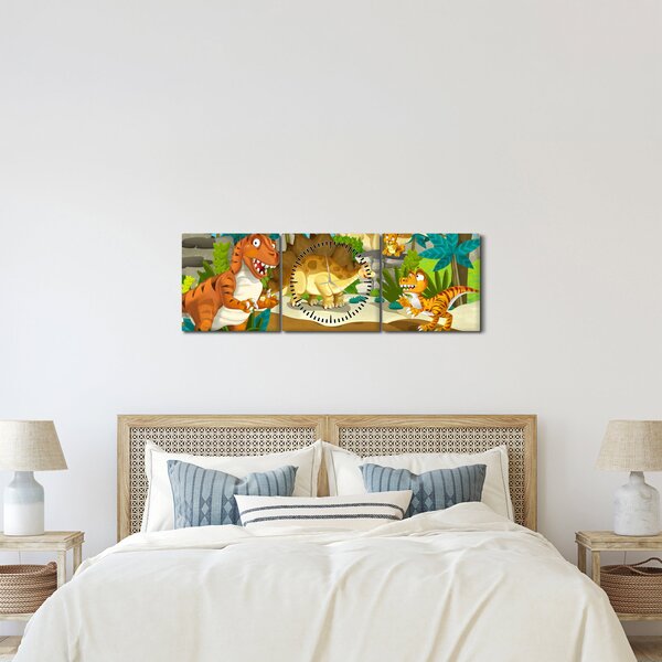 Obraz - Dinosaurie (s hodinami) (90x30 cm)