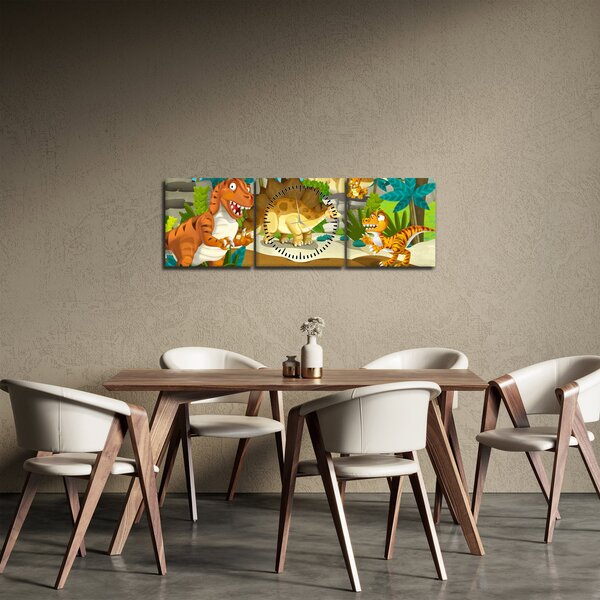 Obraz - Dinosaurie (s hodinami) (90x30 cm)