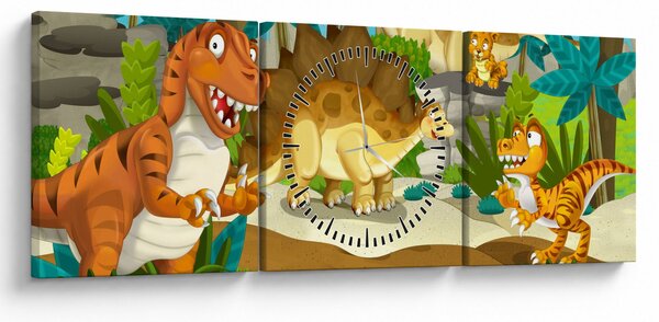 Obraz - Dinosaurie (s hodinami) (90x30 cm)