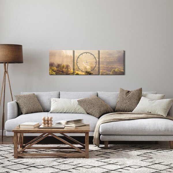 Obraz - Svítání (s hodinami) (90x30 cm)